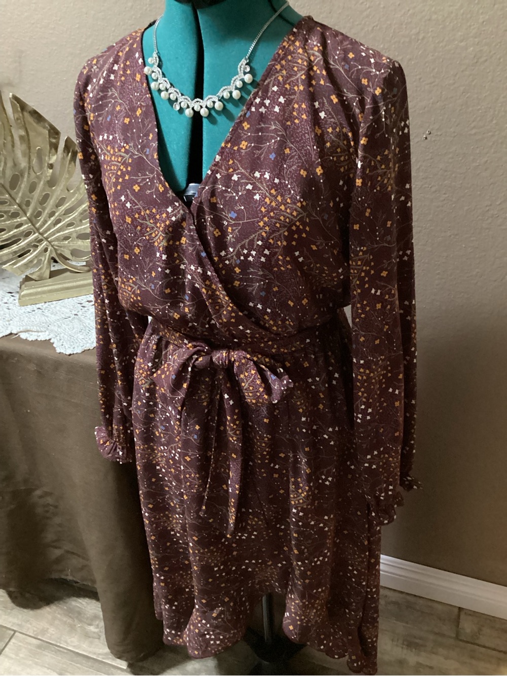 Stevie Hender Brown  dress with Mustard Accents